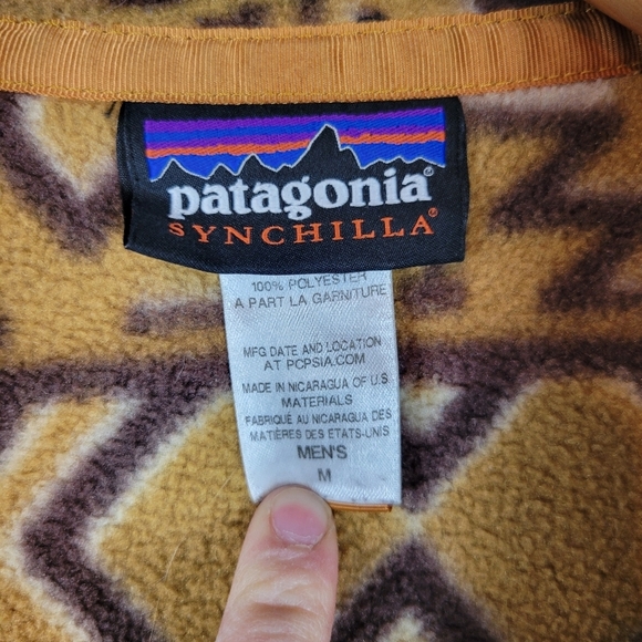 Patagonia Synchilla Snap T Pullover Fleece Montana Sieta Brown Aztec Size Medium - Picture 3 of 11